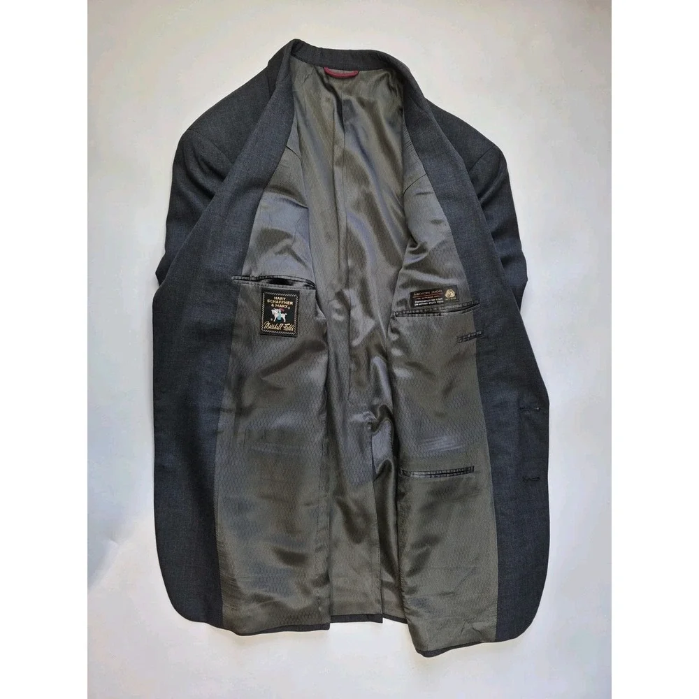 Hart Schaffner Marx Mens Wool Sports Coat 42L Gray Made in USA 2 Button V703